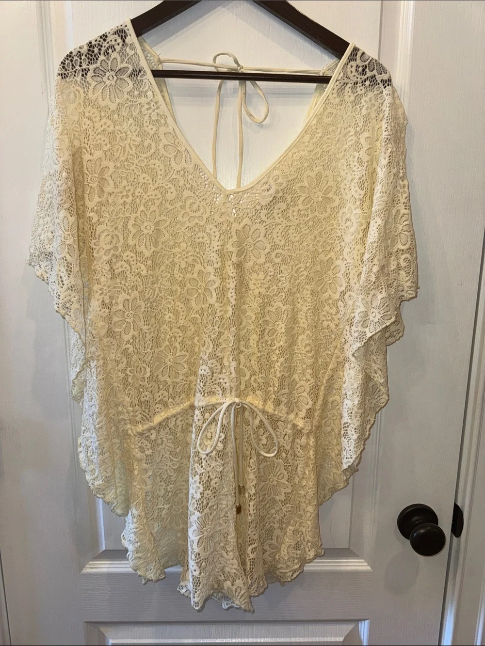 Elan Cream Lace Floral Romper